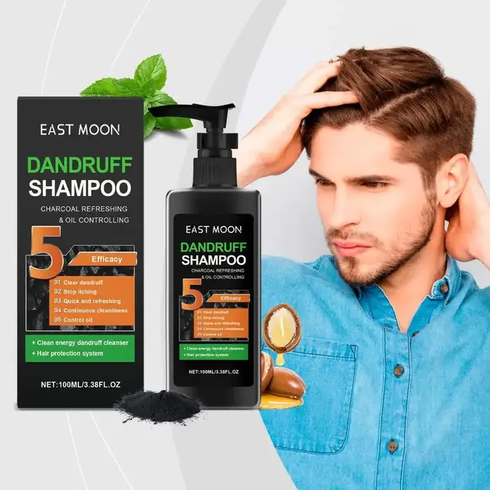 Shampooing Homme Contrôle Sébum au Charbon Actif East Moon – Anti-Pelliculaire, Volumisant, Rafraîch
