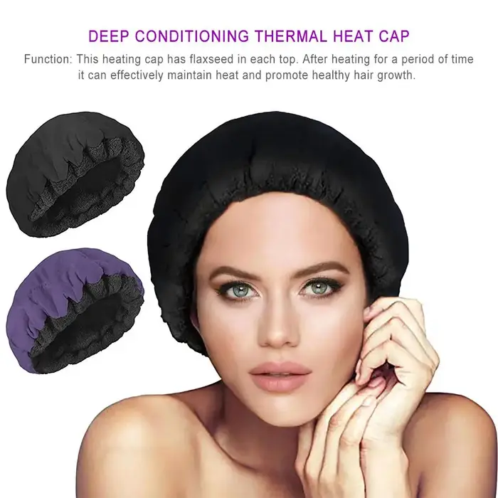 Bonnet chauffant réversible en microcarence de coton