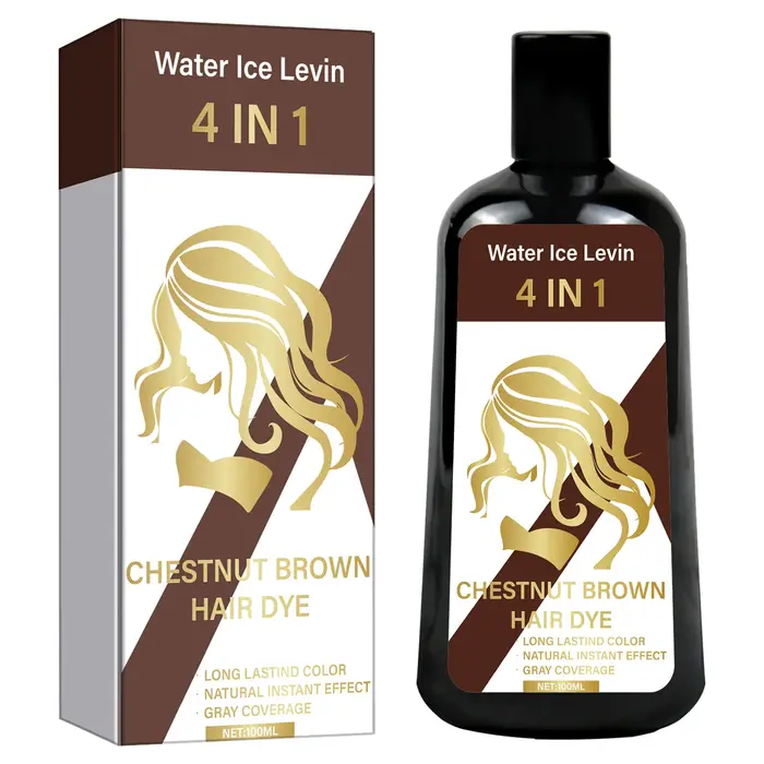 Shampoing colorant pour cheveux châtain 4 en 1 pour une couleur longue durée et une couverture natur