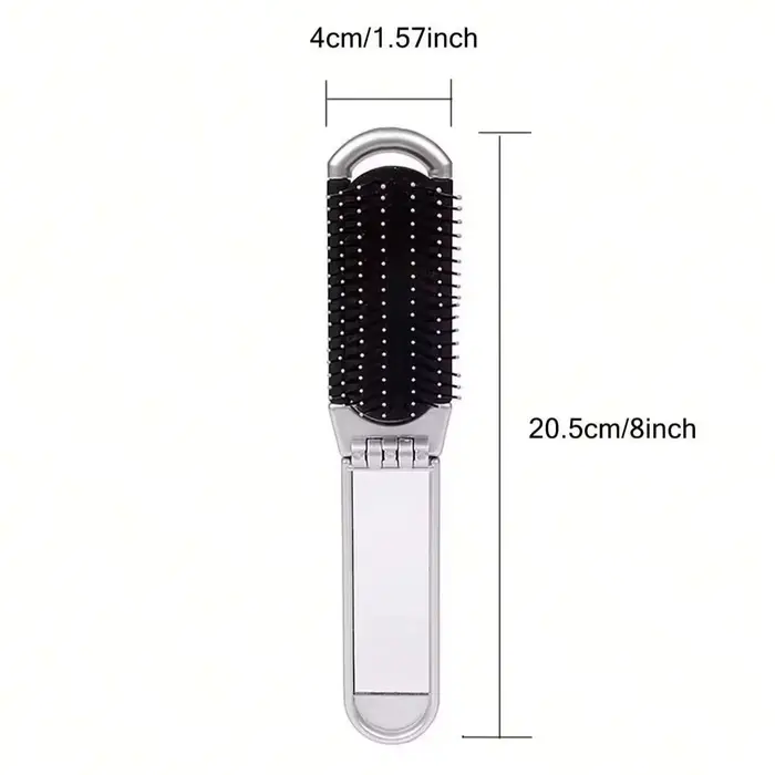 Mini brosse à cheveux pliante 2 en 1, peigne de Massage de la tête, antistatique, Portable, miroir, 