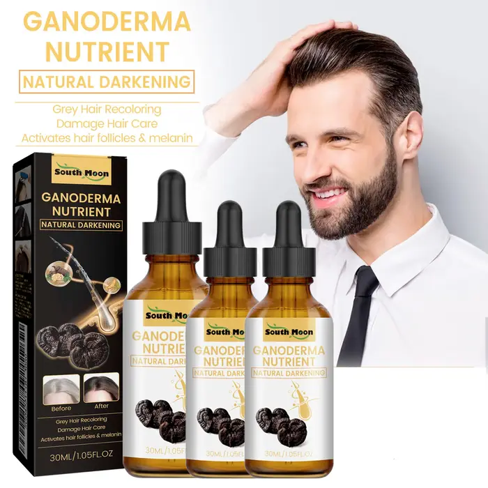 1/2/4 pièces noir Ganoderma Lucidum liquide pour cheveux réparateur de blanc à noir renforcer la racine des cheveux nourrir l'huile capillaire sérum de soin des cheveux