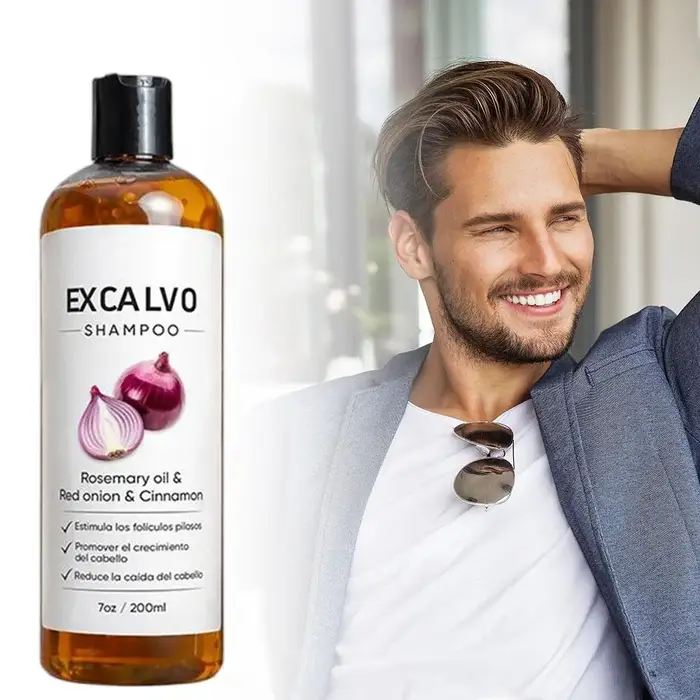 EXCALVO Shampoing naturel à l'oignon pour la croissance des cheveux 200ml Anti-chute Nourrissant Renforce les follicules pileux Soin du cuir chevelu