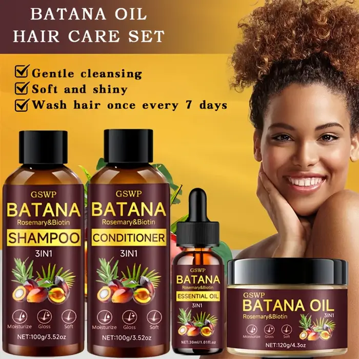 Ensemble de 4 produits GSWP à l'huile de Batana : shampoing