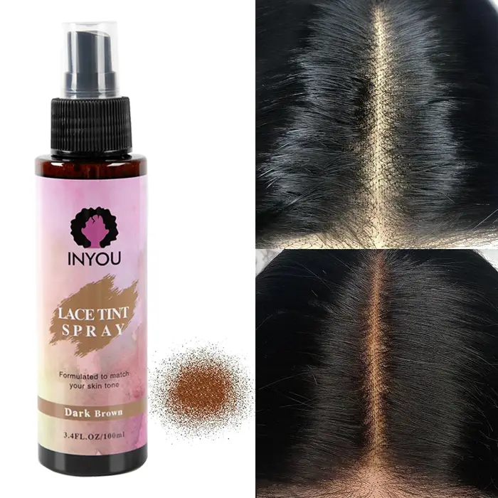 Spray de teinte pour perruque en dentelle - Brun foncé, brun moyen, brun clair, spray de teinte pour