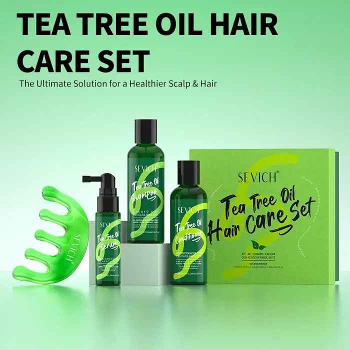 Ensemble de soins capillaires à l'huile d'arbre à thé, shampoing anti-pelliculaire, revitalisant hyd