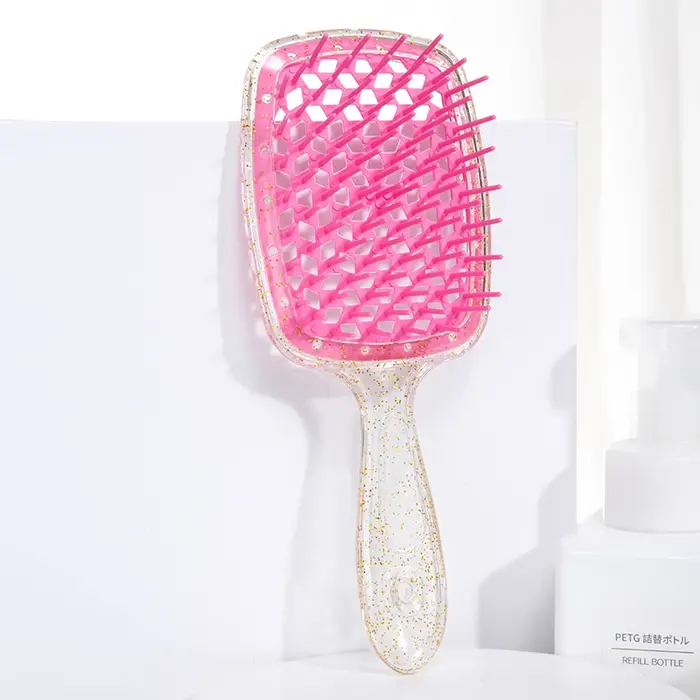 Brosse à cheveux de Massage du cuir chevelu, coussin d'air moelleux, peigne doré clignotant, dents l