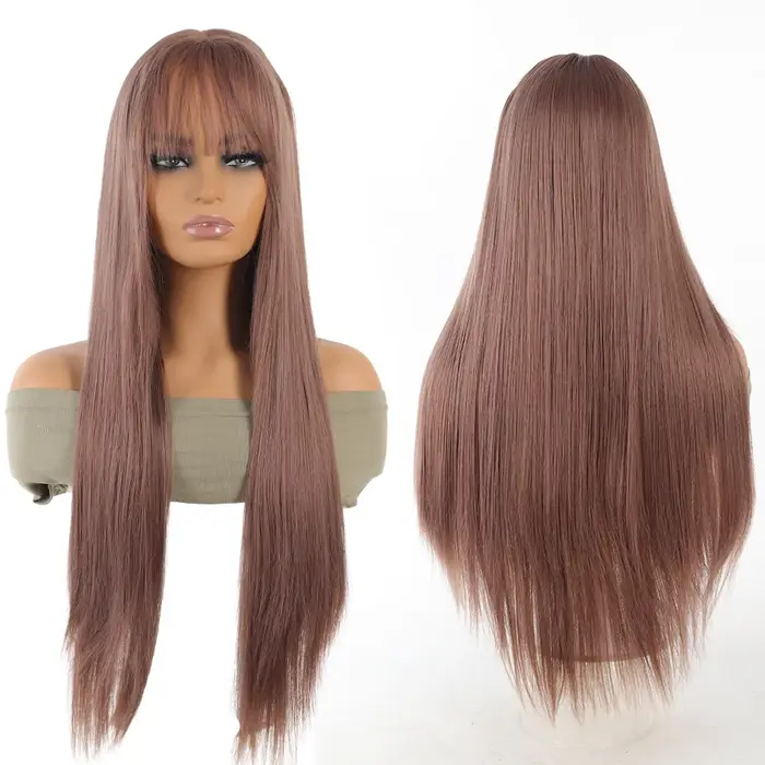 Cheveux longs et raides en lin ultraviolet synthétique avec THES, extensions de queue de cheval bouc