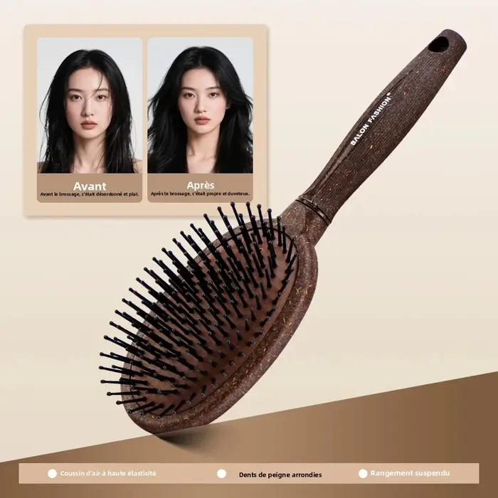 Brosse à cheveux à coussin d'air en noix de coco