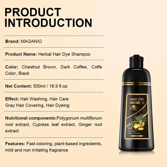 Shampoo colorant pour cheveux brun foncé