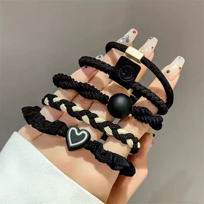 Ensemble d'attaches de cheveux de Style Simple, 5/10/20 pièces, corde tressée, décor de cœur, chouch