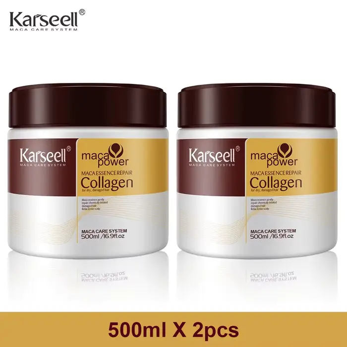 Karseell 2 pièces traitement capillaire au collagène réparation profonde conditionnement huile d'arg