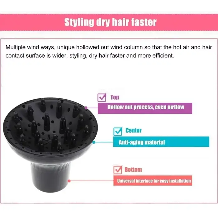 Diffuseur universel pour sèche-cheveux, diffuseur imperméable pour cheveux bouclés et ondulés, diffuseur résistant à la chaleur
