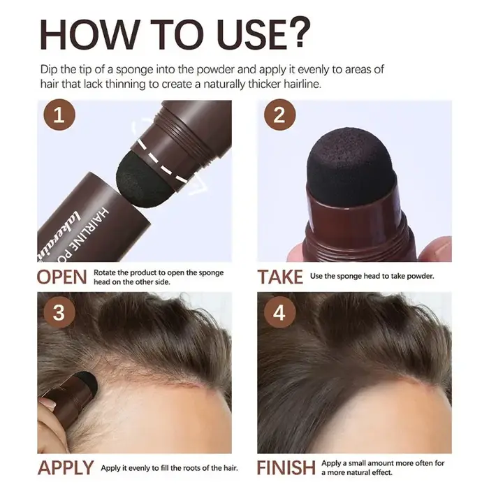 Poudre de ligne de cheveux noire et brune