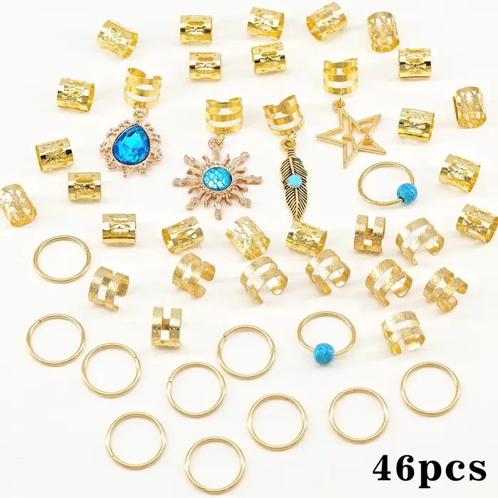 46 pièces pendentif Turquoise Dreadlock tresse cheveux perle anneaux