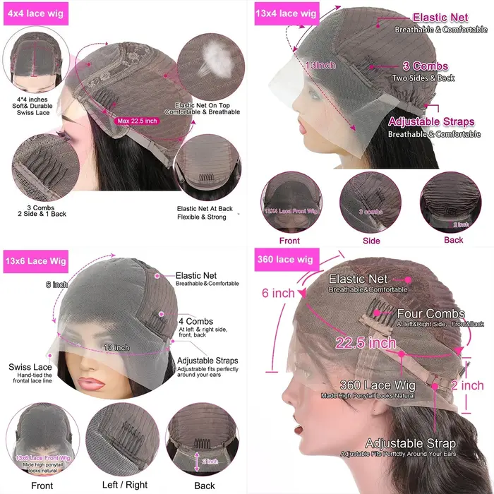 Perruques avant de dentelle droite d'os cheveux humains 180% densité 13x4 13x6 HD perruques frontale