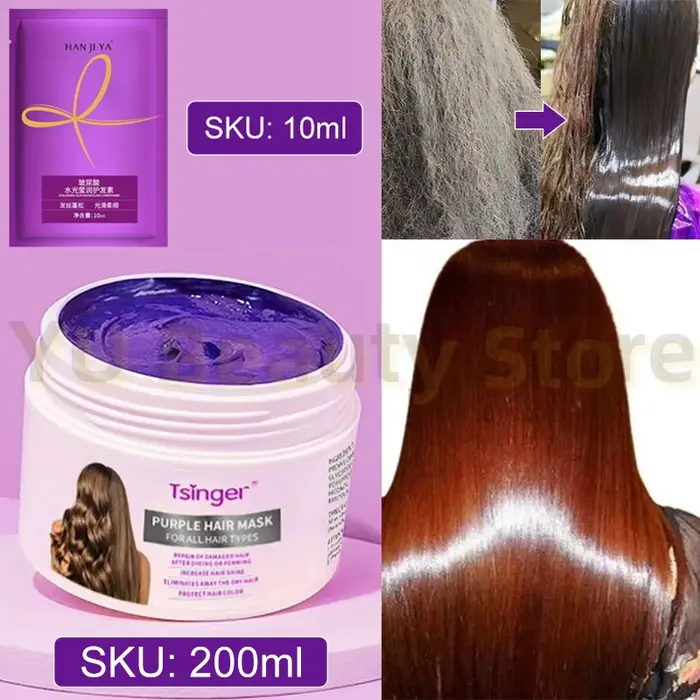 Masque capillaire réparateur violet, kératine, nourrissant en profondeur, sec, crépus, endommagé, tr