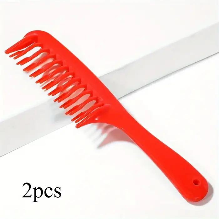 Peigne démêlant à double rangée de dents larges avec manche pour cheveux longs