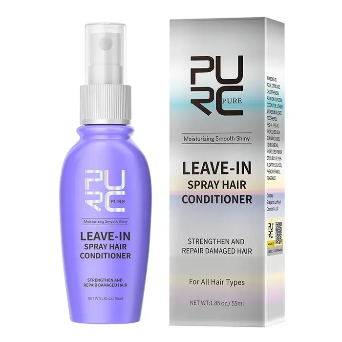 Soin capillaire sans rinçage PURC 55ml à l'huile de coco, réparateur pour cheveux abîmés et frisés,