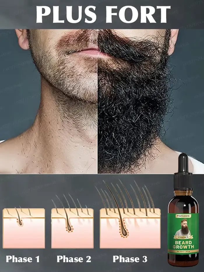 Essence de croissance de la barbe. Elle aide votre