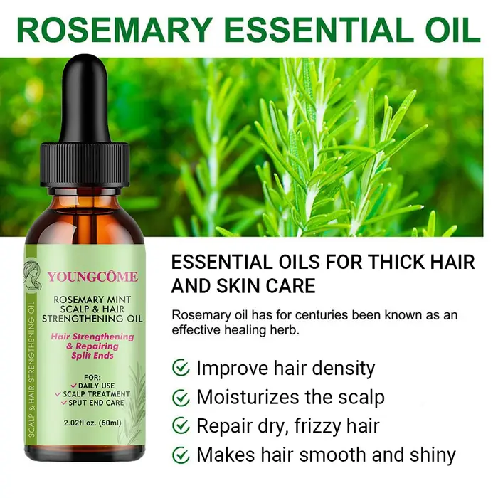 Huile de croissance des cheveux au romarin et à la menthe
