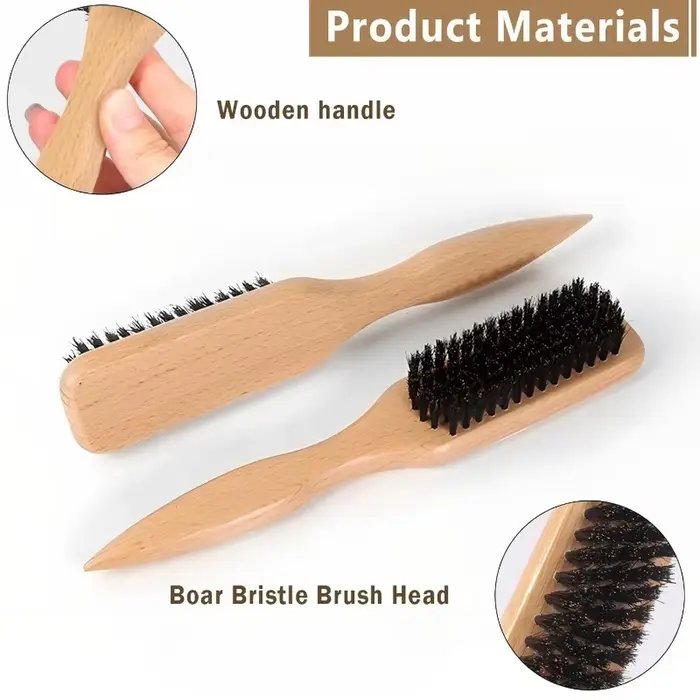 Brosse à cheveux en poils de sanglier (unisexe)-brosse à poils coiffants professionnelle sans parfum, adaptée aux cheveux épais/fins