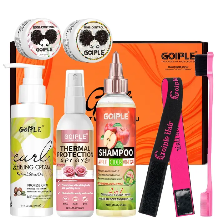 Ensemble cadeau de soins capillaires pour cheveux bouclés, nettoyant, pour ami, cidre de pomme, vina