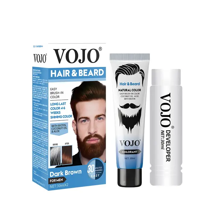 Shampoing de teinture de barbe Permanent naturel longue durée 30ml * 2 pour hommes élimination