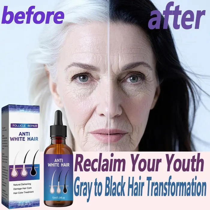 Transformation des cheveux gris à noir