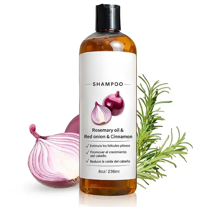 Shampoo à la cannelle, à l'ail rouge et au romarin pour la croissance des cheveux, renforcement, tra