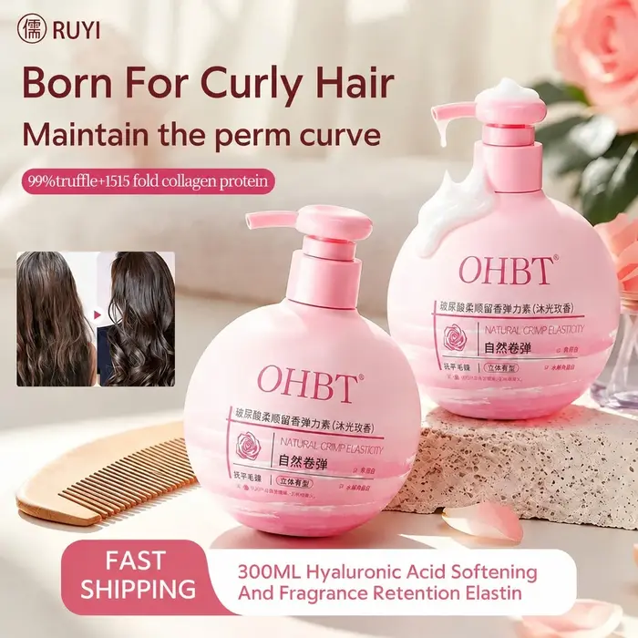 Élastine pour cheveux bouclés 300ML, Q Elasticity Shaping pour permanente, hydratante et anti-frisot
