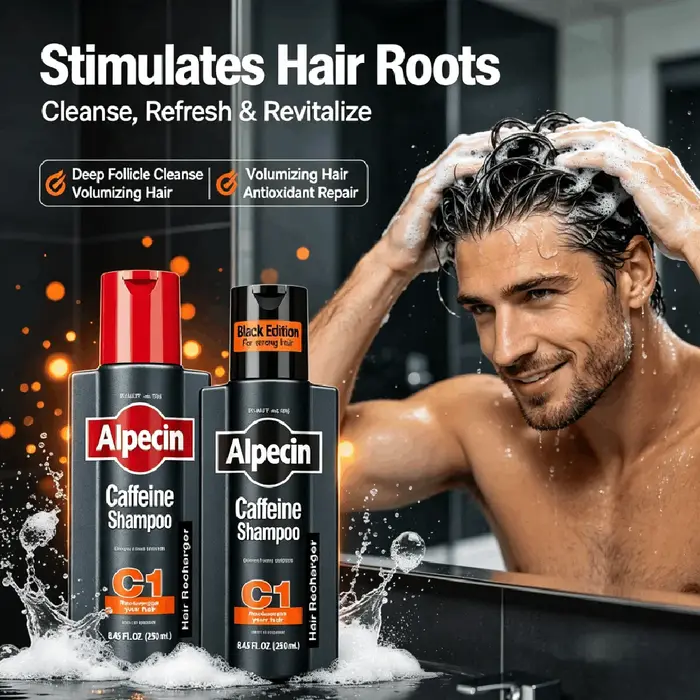 Alpecin C1 Caféine Shampooing Anti-Chute Contrôle Sébum Anti-Pelliculaire Nettoyage Profond des Follicules Capillaires Réparation des Cheveux