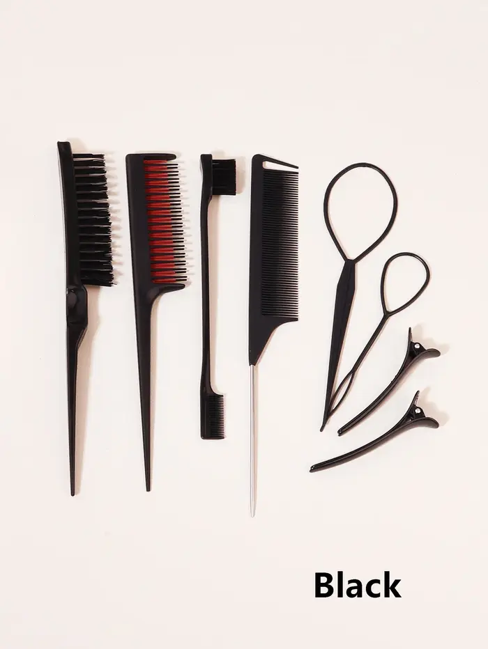 Ensemble de peignes de coiffure 8 pièces avec peigne à triple déchirure, peigne à queue de souris, b