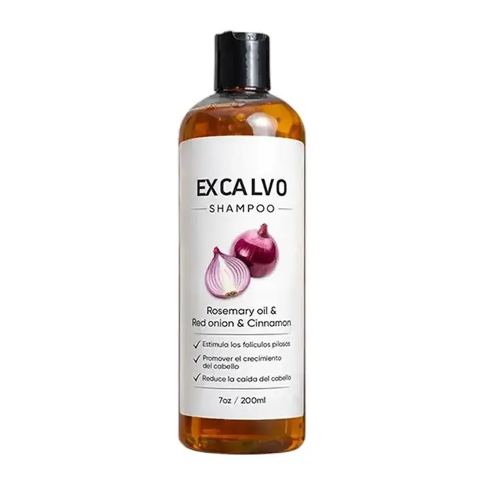EXCALVO Shampooing Oignon & Romarin 200ml - Avec Cannelle, Réduit la Chute des Cheveux, Stimule les 