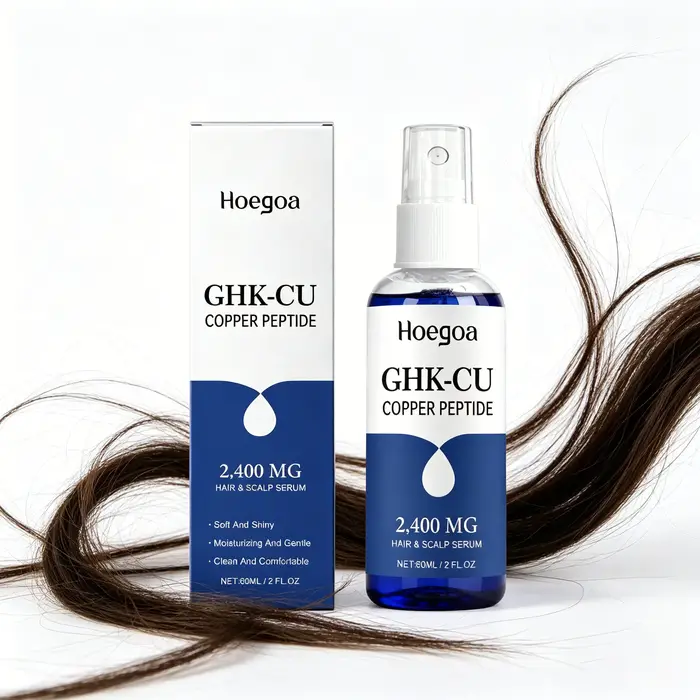 Sérum capillaire Hoegoa Ghk-cu au peptide de cuivre pour réparer les pointes sèches et abîmées, réparer la barrière du cuir chevelu, absorption rapide, essence réparatrice pour les cheveux