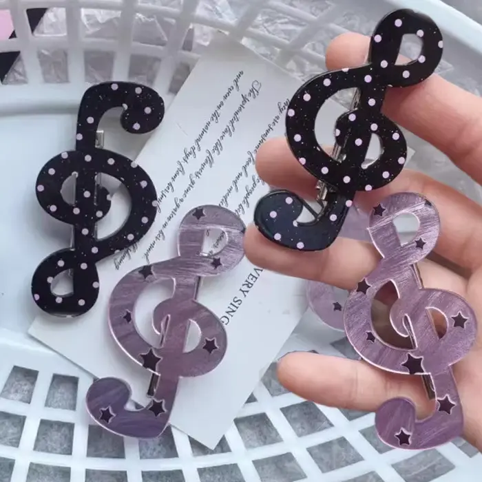 Barrettes à cheveux à pois et rayures motif notes de musique, style coréen, pinces latérales pour franges, accessoires capillaires quotidiens adorables pour femmes