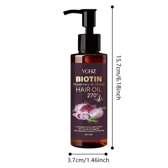 Huile capillaire à la biotine avec romarin et oignon - Hydrate les cheveux secs