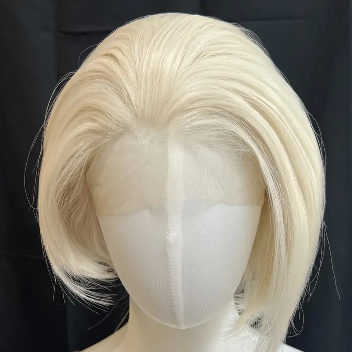 Ashely – perruque Lace Front Wig synthétique Blonde courte, 13x4, naissance des cheveux naturelle, F