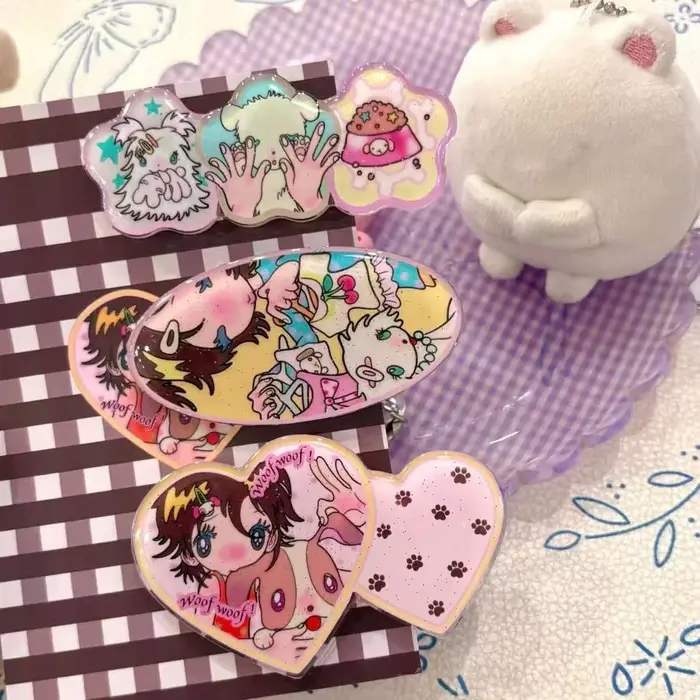 Lot de 3 pinces à cheveux rétro style Showa, mignonnes, de niche, à motif dessin animé, pour étudiantes, pinces à franges, pinces latérales rétro pour filles, accessoires capillaires, cadeau
