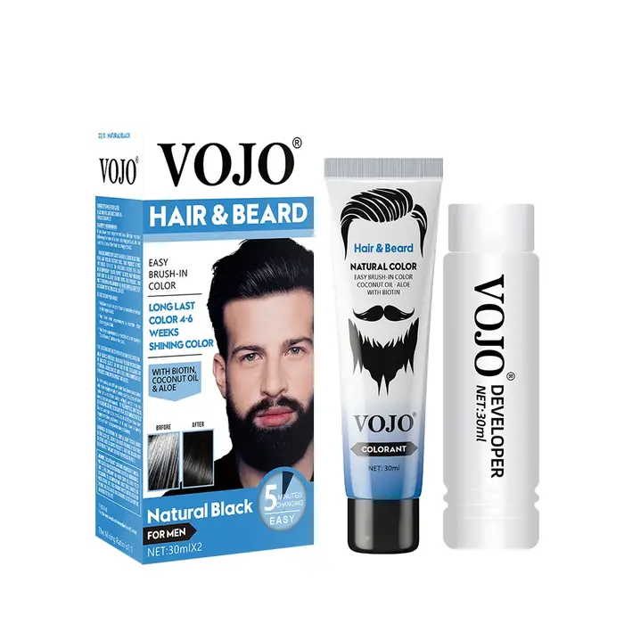 Shampoing de teinture de barbe Permanent naturel longue durée 30ml * 2 pour hommes élimination
