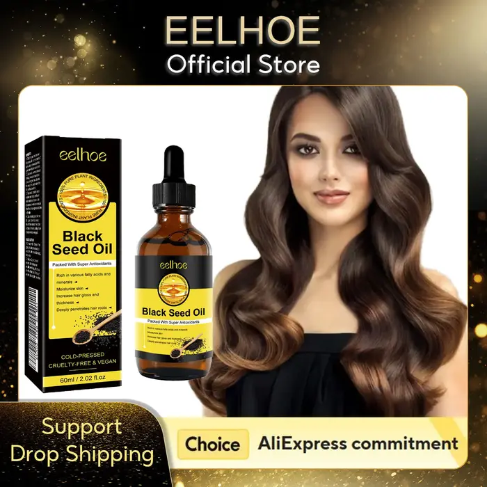 ​ EELHOE huile de graines noires soin du cuir chevelu biologique naturel traitement de la calvitie pour produits de