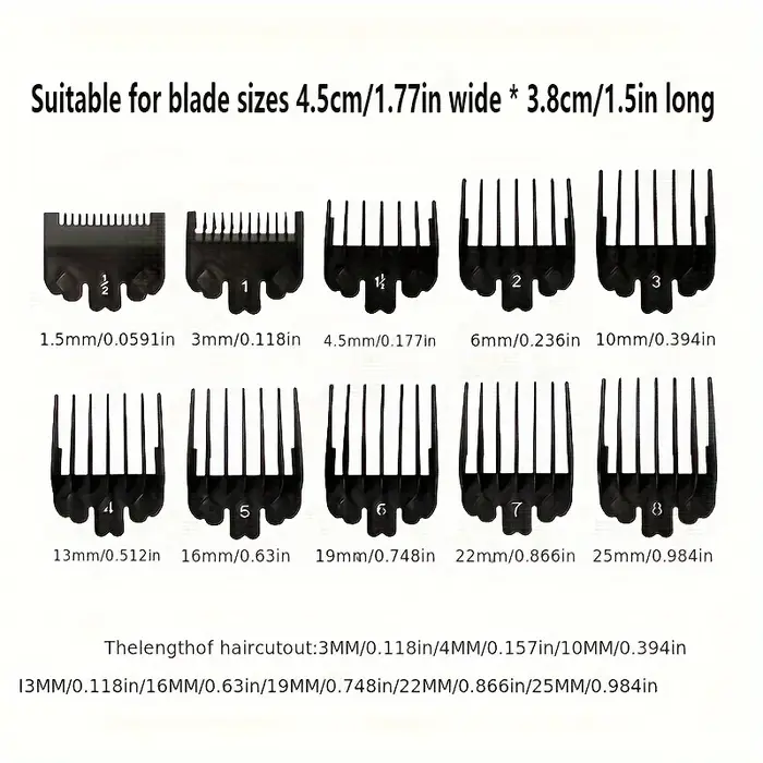 Peigne limite de tondeuse à cheveux en plastique noir pour hommes, barbier, Guide de coupe, fixation