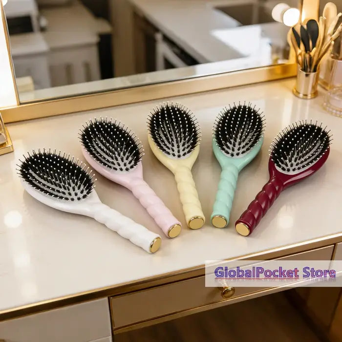 [TG823] 1 pièce Brosse à cheveux en poils de sanglier à picots pour démêler les cheveux bouclés, avec pointes massantes du cuir chevelu, réduit la casse pour tous types de cheveux