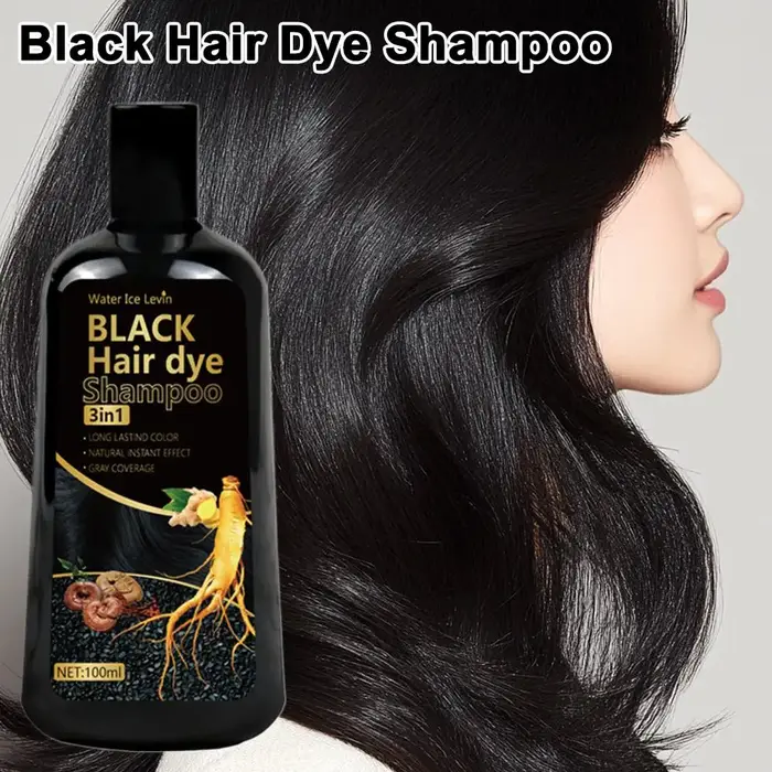 Shampooing colorant pour cheveux noirs au gingembre et biotine 3 en 1