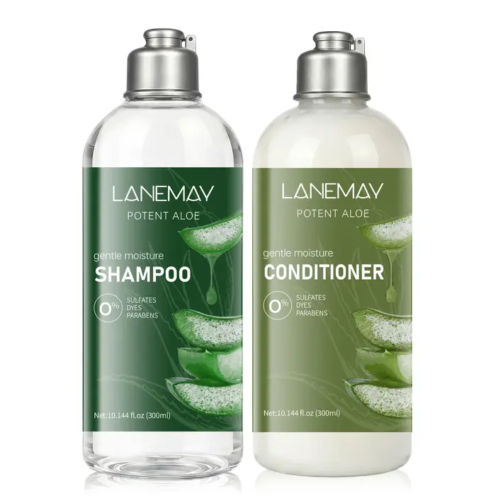 Ensemble shampoing et après-shampoing à l'aloe vera – 300 ml chacun. Formule hydratante douce pour t
