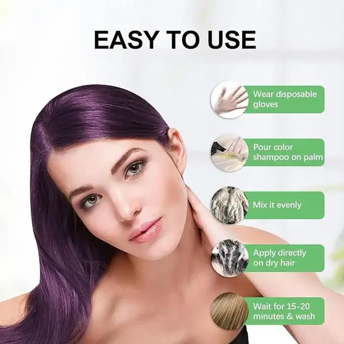 Shampoo colorant pour cheveux 3 en 1, colorant instantané pour cheveux, nourrissant, couleur longue durée, pour femmes et hommes, couverture des cheveux gris, 200ML
