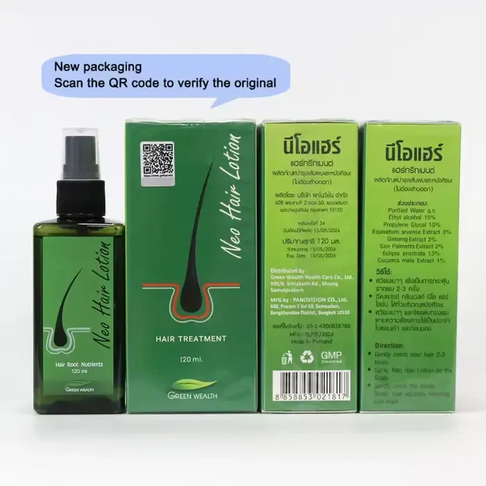 Lotion capillaire originale Neo Hair 120ml, fabriquée en Thaïlande, essence naturelle, prévient la c