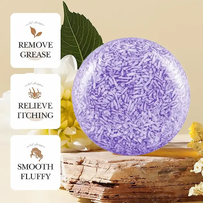 Shampooing Solide à la Lavande Anti-Pelliculaire et Contrôle du Sébum pour Cheveux Secs et Abîmés, Soin du Cuir Chevelu