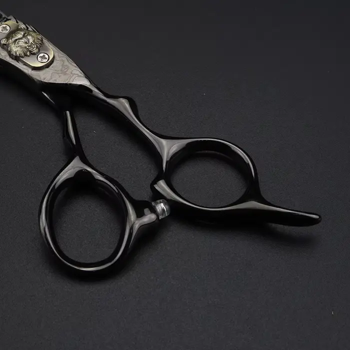 XUANFENG Ciseaux à cheveux damas noirs de 6 pouces Ciseaux de coupe de barbier et ciseaux amincissan
