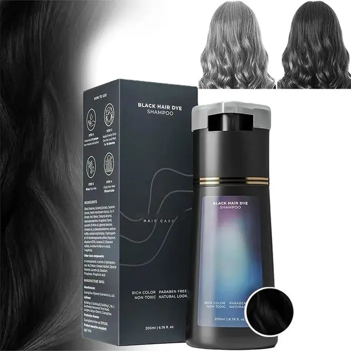 Shampoing moelleux pour teinture capillaire 3 en 1, couleur rapide, noirage blanc, contrôle de l'hui