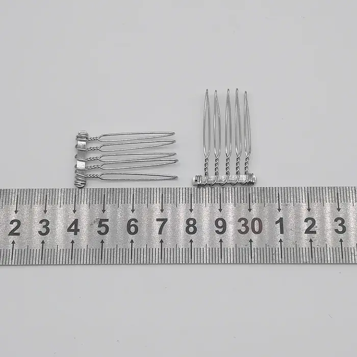Peignes à cheveux en métal uni argenté, 30 pièces, 2.0cm x 3.7cm, 5 dents, pour enfants, couronne di